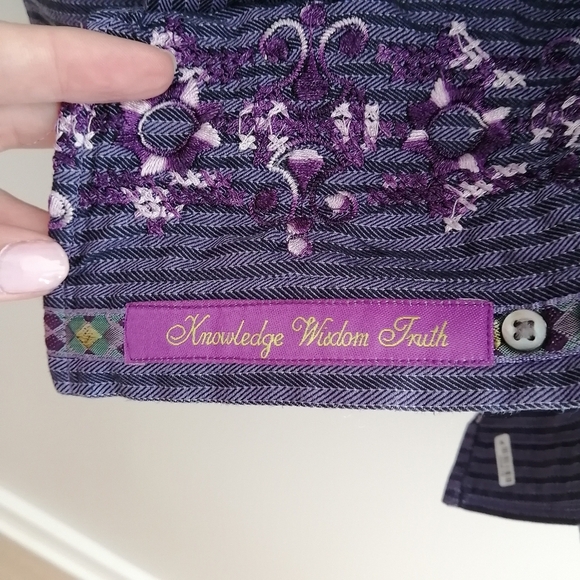 Robert Graham Men's Embroidered Purple Button Up Classic Fit XL - Picture 7 of 17